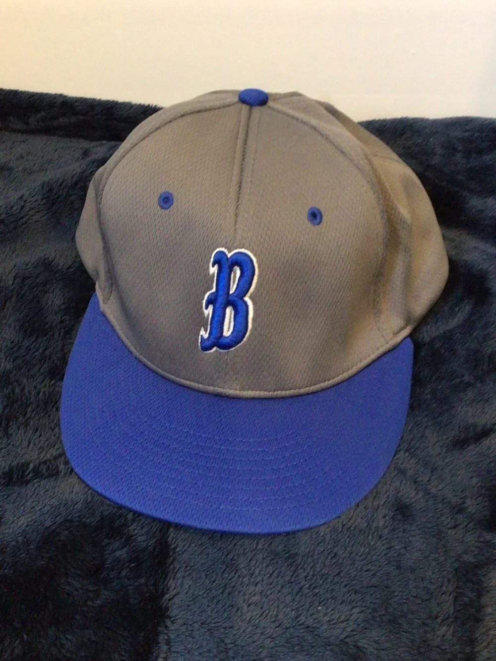Kids Gray and Blue Baseball Cap with Embroidered 'B'